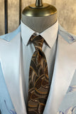 Light Blue Floral Peak Lapel 2 Piece Men's Suits