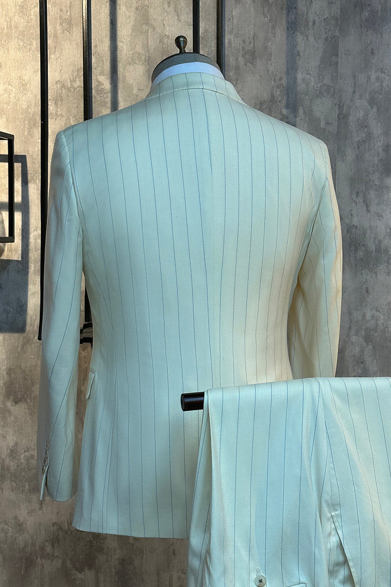 Load image into Gallery viewer, White Pinstriped 3 Piece Men Suits