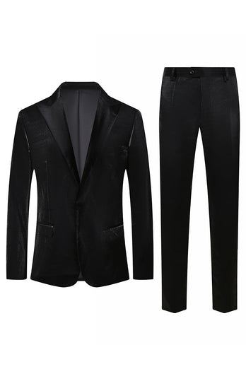 Black Peak Lapel 2 Piece Men Velvet Formal Suits