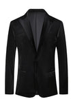 Black Peak Lapel 2 Piece Men Velvet Formal Suits