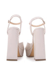 Ivory Chunky Heeled Ankle Strap Platform Sandal