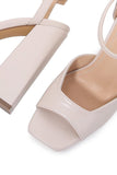 Ivory Chunky Heeled Ankle Strap Platform Sandal