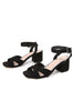 Load image into Gallery viewer, Black Cross Ankle Strap Chunky Heeled Sandals