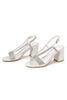 Load image into Gallery viewer, White Rhineshones Open Toe Block Heels Sandals