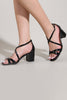 Load image into Gallery viewer, Black Cross Strappy Block Heels Sandals