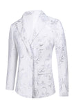 White Floral Jacquard Peak Lapel Men Formal Suits