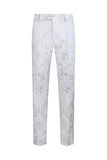 White Floral Jacquard Peak Lapel Men Formal Suits