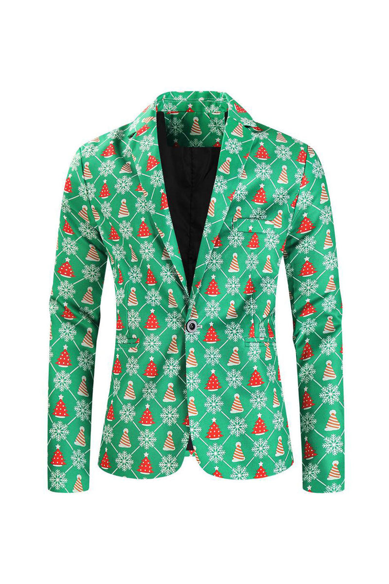 Load image into Gallery viewer, Green Christmas Tree Printed 3 Piece Men&#39;s Suits