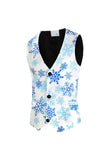 Light Blue Snowflake Printed 3 Piece Christmas Men's Suits