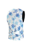 Light Blue Snowflake Printed 3 Piece Christmas Men's Suits