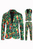 Load image into Gallery viewer, Green Printed 3 Piece Notched Lapel Christmas Men&#39;s Suits