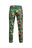 Green Printed 3 Piece Notched Lapel Christmas Men's Suits