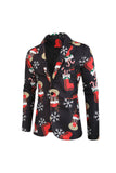 Black Printed 3 Piece Christmas Men's Suits