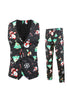 Load image into Gallery viewer, Black Santa Claus Printed 3 Piece Christmas Men&#39;s Suits