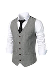 Black Single Breasted  V Neck Men's Retro Casual Vest