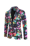 Men's Christams Printed Colorful 3-Piece One Button Party Suits