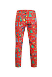 Men's Green Christmas Printed 3-Piece One Button Party Suits