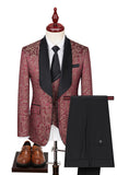 Golden 3 Piece Shawl Lapel Men Suits