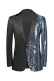 Sparkly Black and Golden Sequins Patchwork Men Blazer