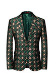 Silm Fit Notched Lapel Small Green Square Men's Formal Blazer