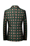 Silm Fit Notched Lapel Small Green Square Men's Formal Blazer