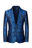 Notched Lapel One Button Royal Blue Men's Formal Blazer