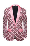 Shawl Lapel One Button Red Sequins Men's Formal Blazer