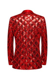 Shawl Lapel One Button Red Sequins Men's Formal Blazer