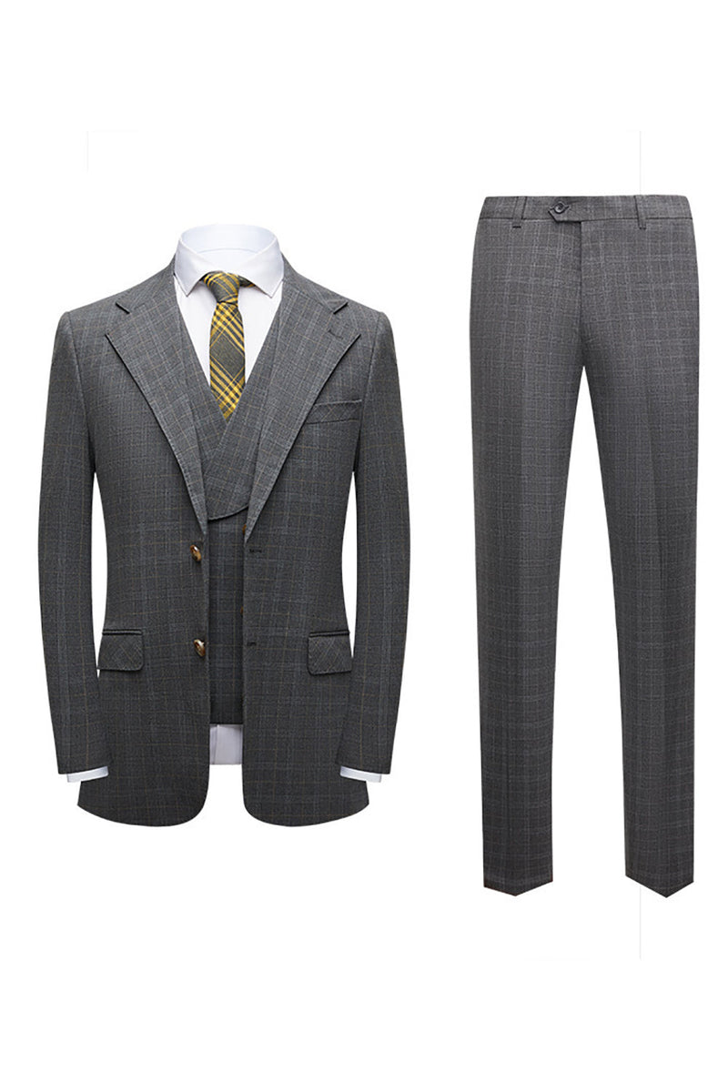 Load image into Gallery viewer, Silm Fit Notched Lapel Two Buttons Grey Men&#39;s Formal Suits