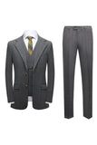 Silm Fit Notched Lapel Two Buttons Grey Men's Formal Suits