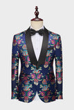 Navy Flower Jacquard 2 Piece Men's Formal Suits