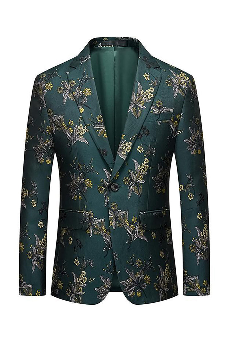 Load image into Gallery viewer, Dark Green Notched Lapel Embroidered Men&#39;s Formal Blazer