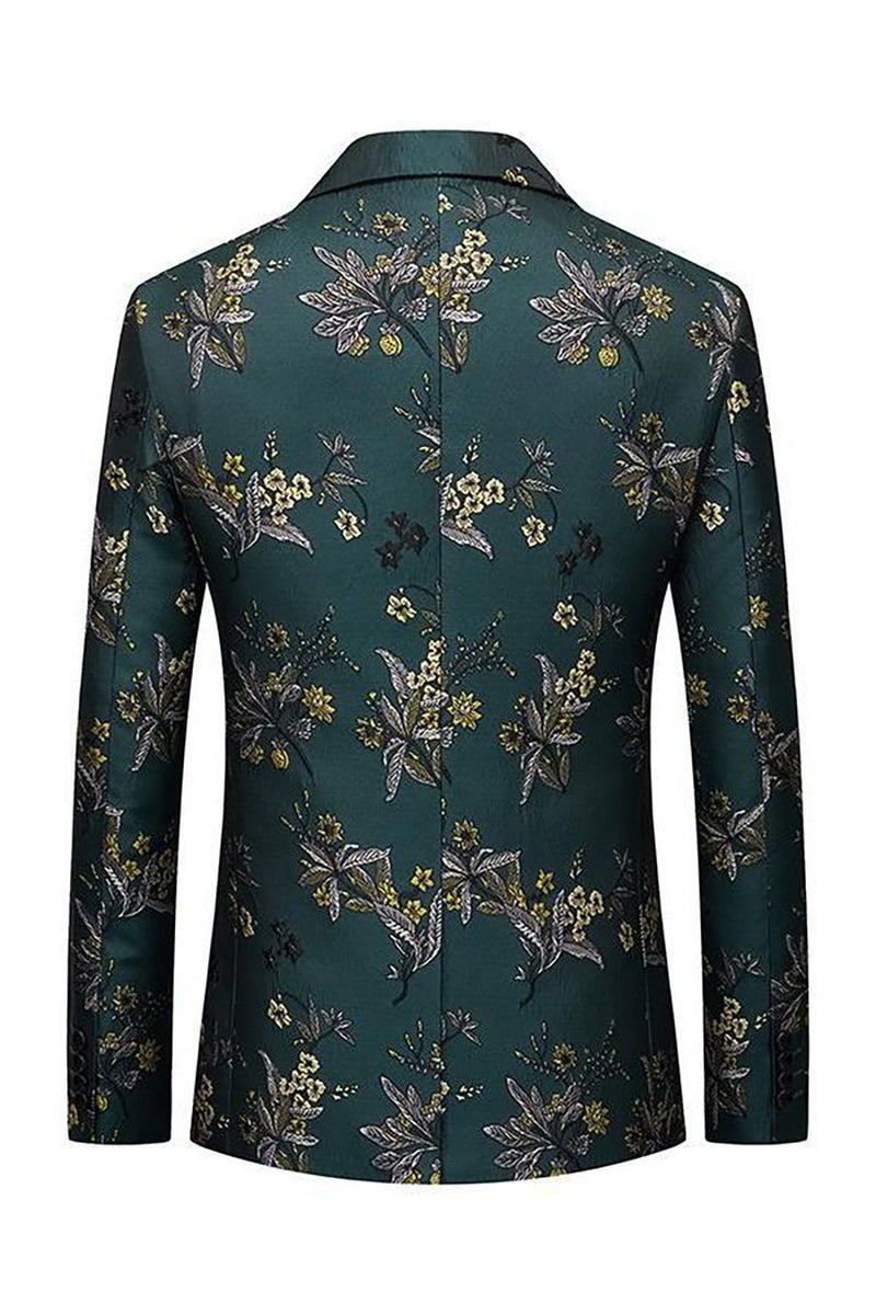 Load image into Gallery viewer, Dark Green Notched Lapel Embroidered Men&#39;s Formal Blazer
