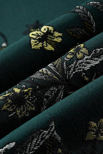 Dark Green Notched Lapel Embroidered Men's Formal Blazer