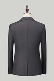 Black Grey 3 Piece Peak Lapel One Button Men's Suits