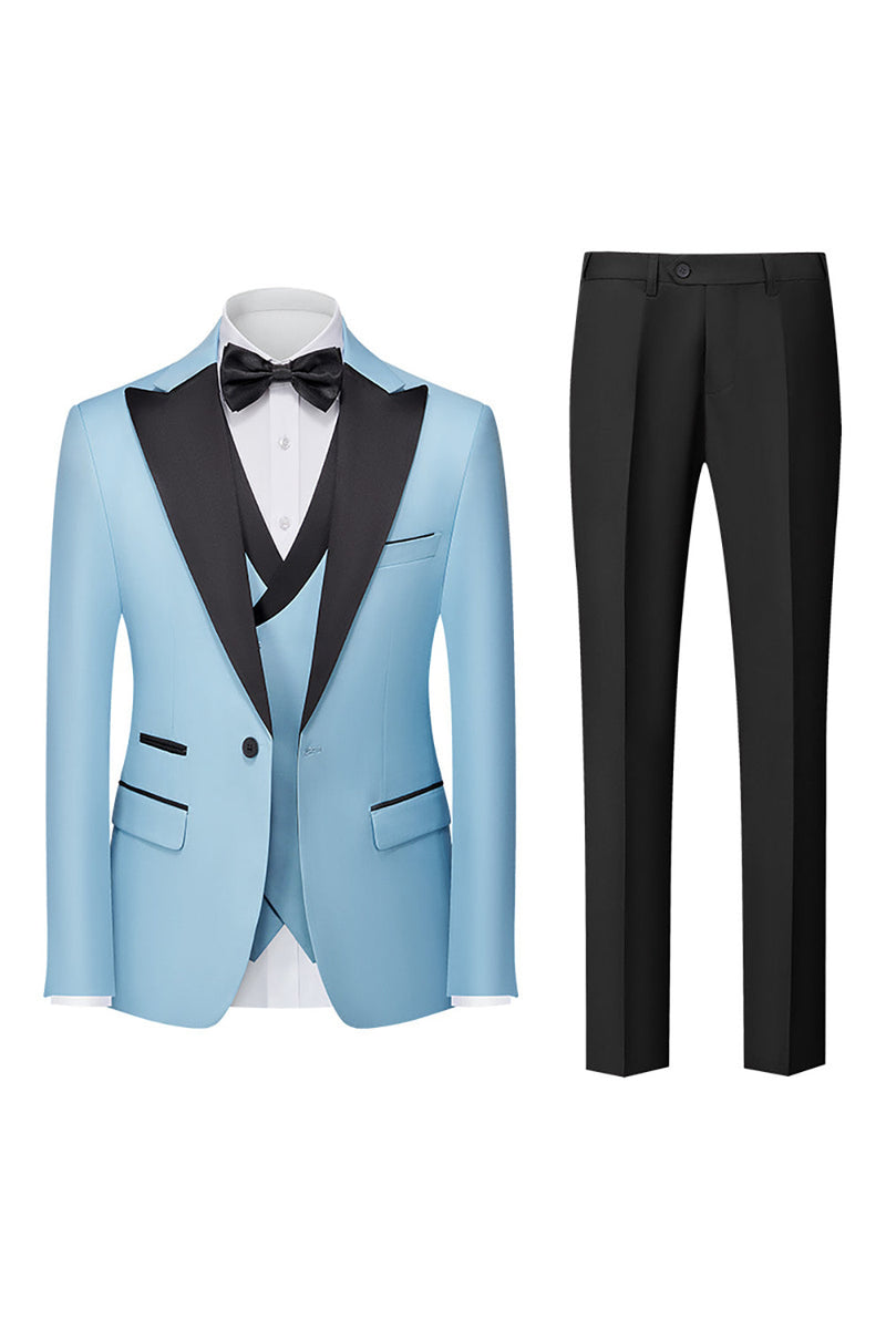 Load image into Gallery viewer, Black 3-Piece One Button Formal Suits