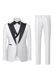 Black Grey 3 Piece Peak Lapel One Button Men's Suits