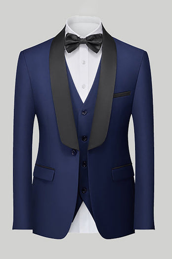 Royal Blue 3 Piece Shawl Lapel Men's Formal Suits