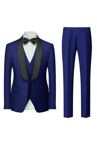 Royal Blue 3 Piece Shawl Lapel Men's Formal Suits