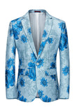 Pink Flower Jacquard Notched Lapel Men's Blazer