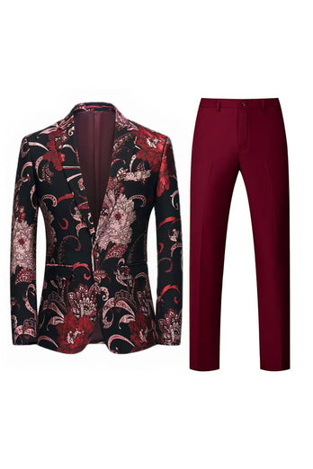 Light Pink Jacquard 2 Piece Notched Lapel  Men's Formal Suits