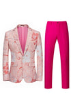 Light Pink Jacquard 2 Piece Notched Lapel  Men's Formal Suits