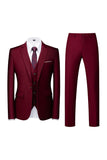 3 Piece Notched Lapel Green Men's Formal Suits