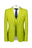 3 Piece Notched Lapel Green Men's Formal Suits