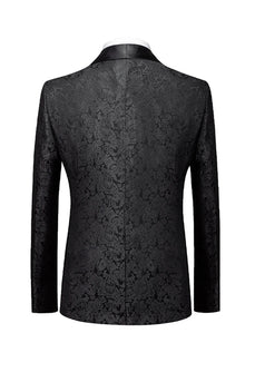 Black 3 Piece Jacquard Shawl Lapel Men's Formal Suits
