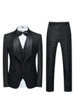 Light Blue Lapel Jacquard 3 Piece Men's Formal Suits