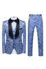 Load image into Gallery viewer, Light Blue Lapel Jacquard 3 Piece Men&#39;s Formal Suits