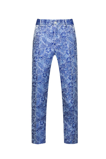 Light Blue Lapel Jacquard 3 Piece Men's Formal Suits