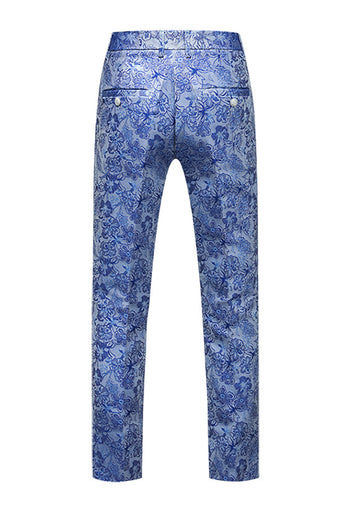 Light Blue Lapel Jacquard 3 Piece Men's Formal Suits