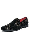 Black Beaded Slip-On Party Men's Shoes